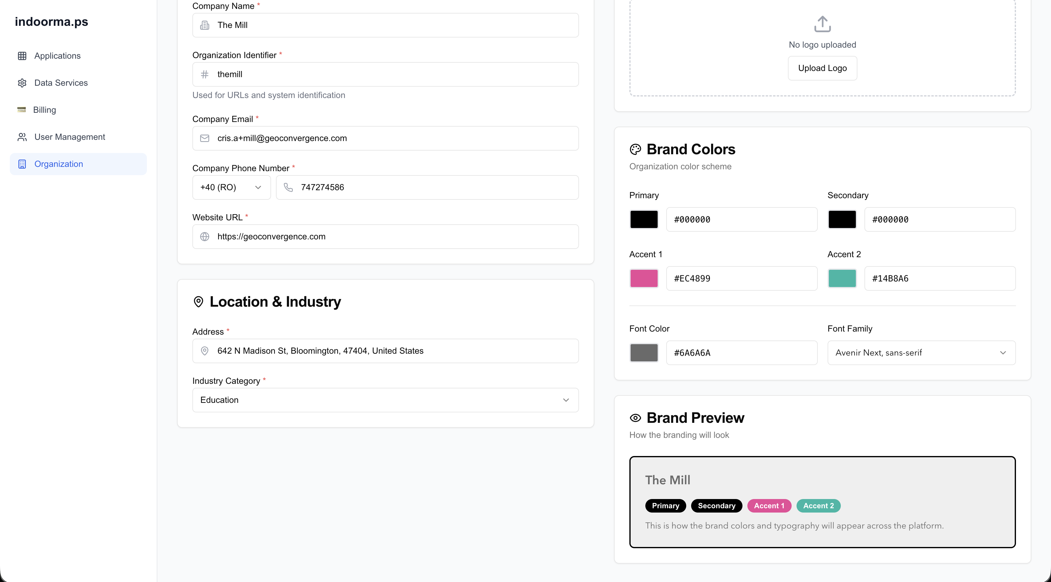 FacilitEase: Live brand preview across the platform