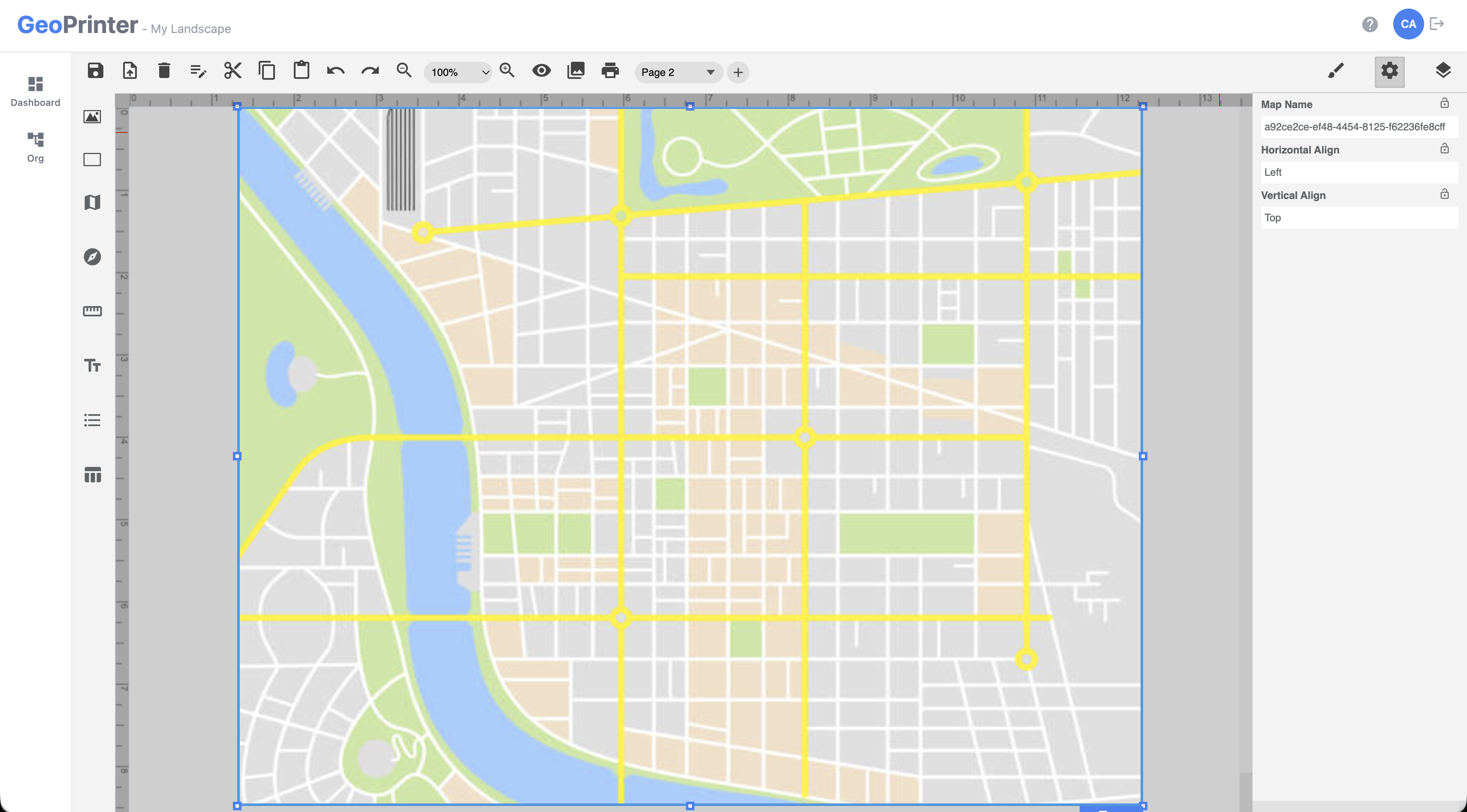 GeoPrinter: Multi-page template with a full-page map on page 2