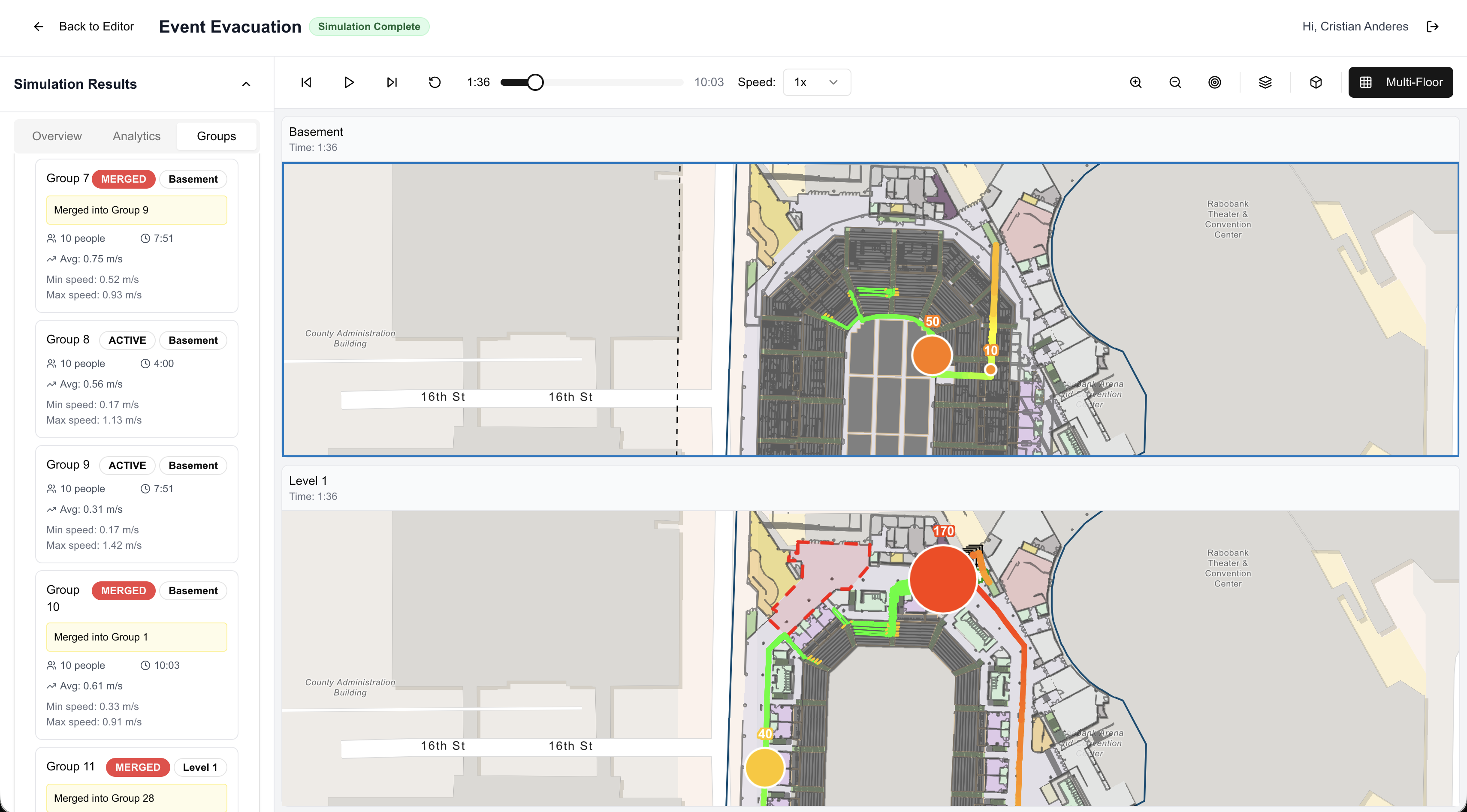 S/Planner: Multi-floor view comparing the basement and level 1 side by side