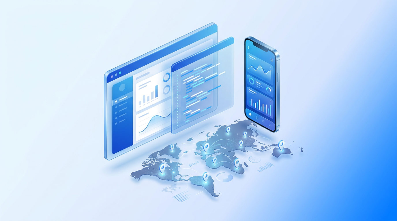 Custom web, mobile, and GIS software development illustration